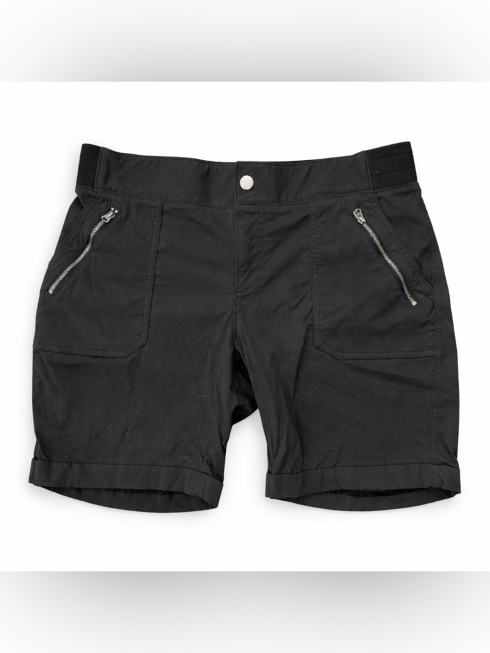 Athleta Black Hiking Shorts Size 14 Zip Pocket Travel Activewear